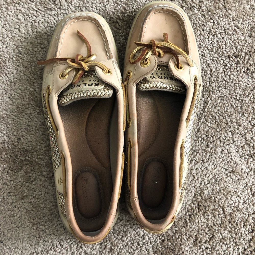 Gold sperry slip ons!